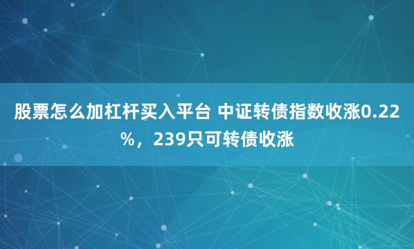 股票怎么加杠杆买入平台 中证转债指数收涨0.22%,239只可转债收涨